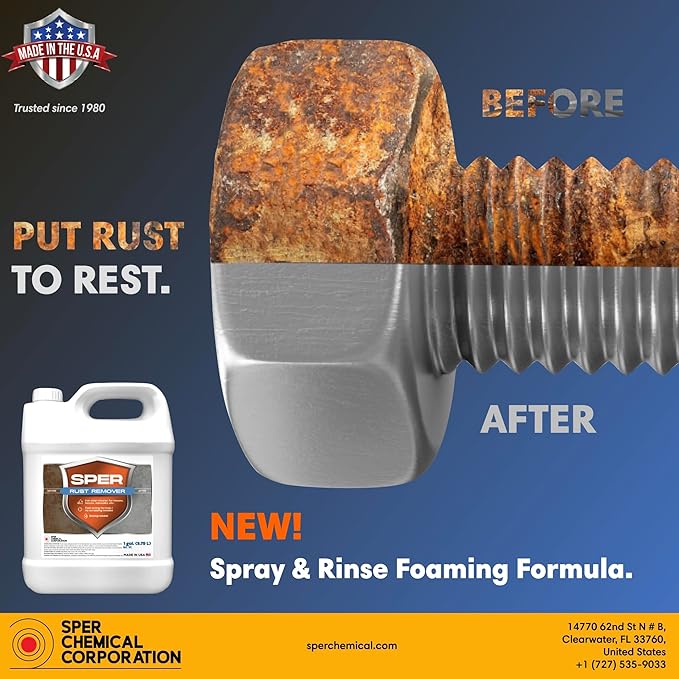 SPER Rust Remover – NEW &amp IMPROVED FORMULA – 3X Concentrate – Rust Stain Remover for Concrete Houses Fences Metal &amp More – Professional Grade Fast-Acting No Scrubbing Biodegradable