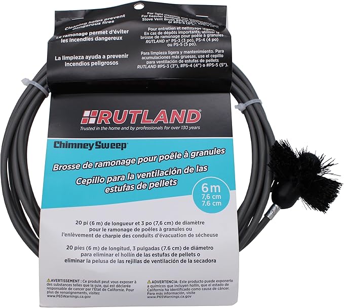 Rutland 3-Inch Pellet Stove/Dryer Vent Brush with 20-Feet Handle