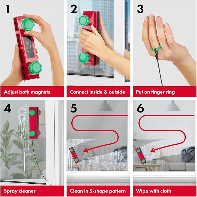 Tyroler Magnetic Window Cleaner Tool | The Glider D4 Double-Sided Window Cleaner Tool Fits Windows 0.1-1.6 Thick | Magnet Window Cleaner | Magnetic Glass Cleaner | limpiador de ventanas magnetico