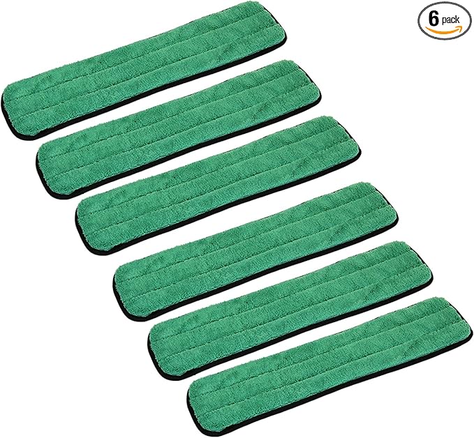 Real Clean 24 inch Microfiber Dry Dusting Mop Pad for Flat Mop Frames (Pack of 6)