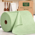 Microfiber Cleaning Cloth Roll - 100 Pack Tear Away Microfiber Paper Towels Reusable Washable Scratch-Free Kitchen Towels for Car Home Kitchen Glass Dishes(Bean Green)
