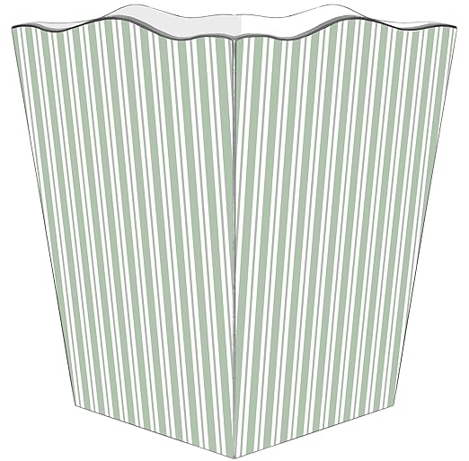 Marye-Kelley WB1123 - Sage Stripe Wastepaper Basket