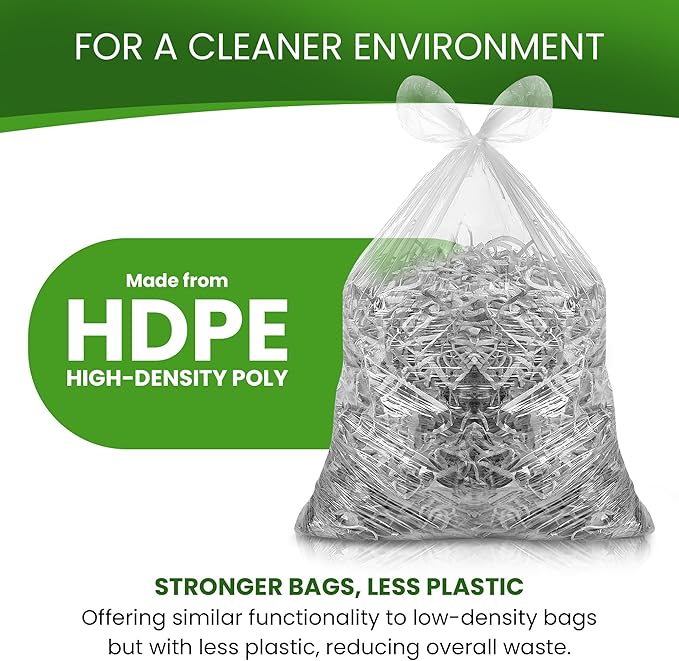 Betta 8-10 Gallon Medium Trash Bags Clear 1000 Count Box (24x24-inch) Commercial Office Wastebasket Garbage Can Liners 7-10 Gallon Round Cans 6-8 Gallon Slim and Square Cans