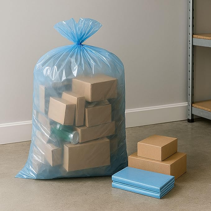 46 Gallon Heavy Duty Large Blue Recycling Trash Bags [40 PACK] -Blue Yard Trash Bags Great for Aluminum Glass bottles and Landscaping Bag Recycling Garbage Bags 2 Mil (46 Gallon - 40 Count)