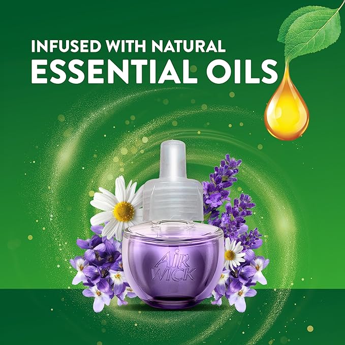 Air Wick Plug in Scented Oil Refill 10ct Lavender &amp Chamomile Air Freshener Essential Oils Eco Friendly
