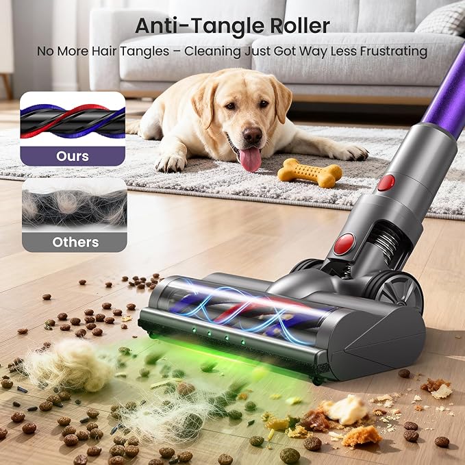 Xlife Cordless Vacuum Cleaner 550W 48KPA Stick Vacuum Cleaners for Home Wireless Vacumm with Self-Standing Anti-Tangle Brush for Hardwood Floor/Carpet/Pet Hair-P12