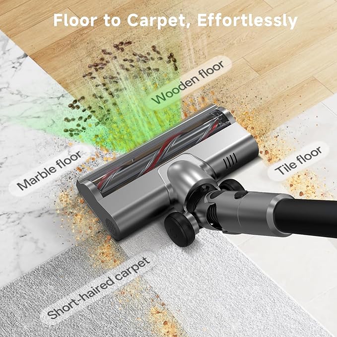 Cordless Stick Vacuum Cleaner - Rechargeable45Kpa Powerful Suction Vacuum for Home45Mins RuntimeDetachable BatteryAnti-Tangle 8 in 1 Lightweight Vacuum for Pet Hair Carpet HardwoodSilver