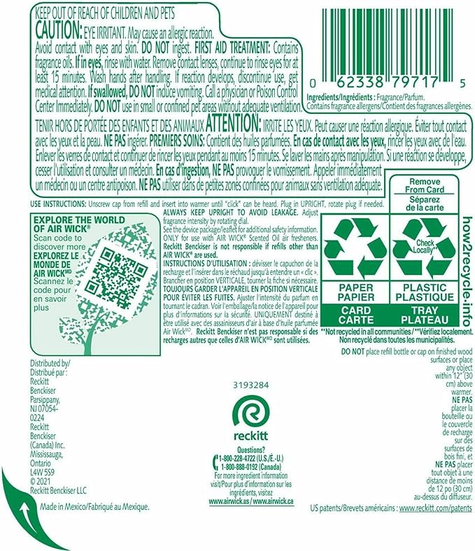 Air Wick Scented Oil Warmer Refills 0.67 Oz Fresh Waters 2 Refills Per Pack Carton Of 6 Packs