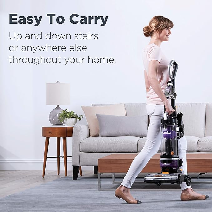 Eureka Powerful Lightweight Upright Vacuum Carpet and Floor PowerSpeed NEU202 with Automatic Cord Rewind Purple