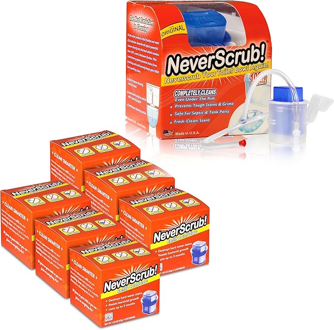 Self Cleaning Toilet System - Automatic Toilet Bowl Cleaner with Starter Cartridge &amp 6 Refils