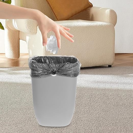 VICASKY Large Capacity Kitchen Wastebasket with Bag Fixer PP Material Garbage Bucket for Home Office Bedroom Bathroom Practical Rubbish Bin in Gray