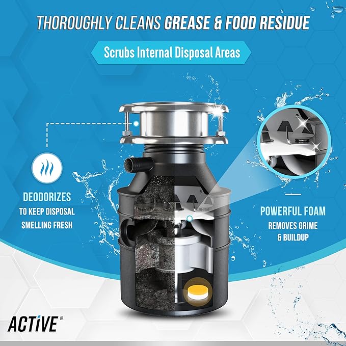 ACTIVE Ice Maker Cleaning Solution and Garbage Disposal Cleaner - Includes 32oz Ice Machine Cleaner and 24ct Disposal Cleaning Tablets