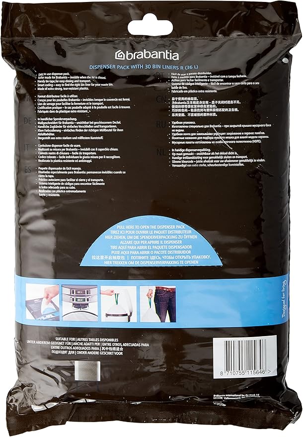 Brabantia PerfectFit Bags Dispenser R 36L 30pcs 36 Litre/Size R White 30 Count