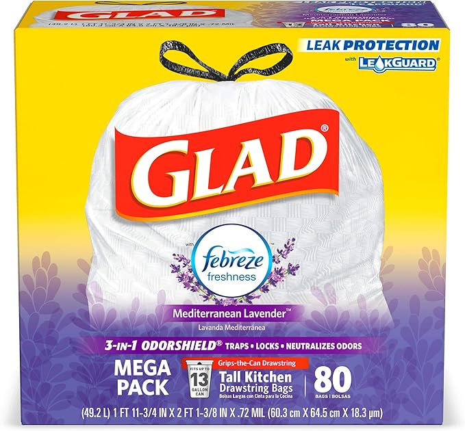 Glad OdorShield Tall Kitchen Drawstring Trash Bags