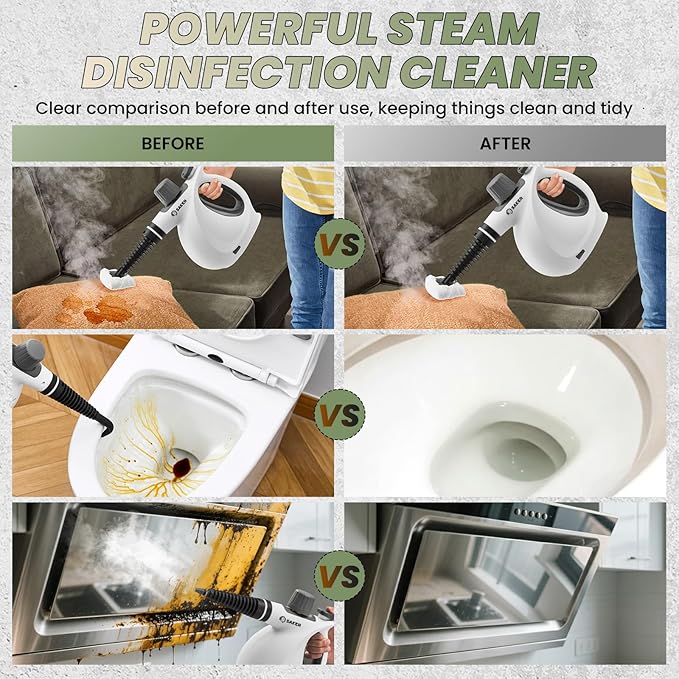 Saker Pressurized Handheld Steam CleanerSteam Disinfection CleanerPortable Steam Cleaner for Home1050W Steam CleanerQuick Heating &amp Deep Cleaning of Floors Cars and Kitchen with 5 Fiber Clot