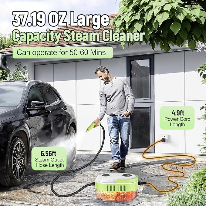 10-in-1 Steam Cleaner for Home High Temperature &amp High Pressure Steamer for Cleaning with 10s Fast Heating Handheld Steam Cleaner with 37.19OZ Large Tank for Floor Home Furniture Carpet and