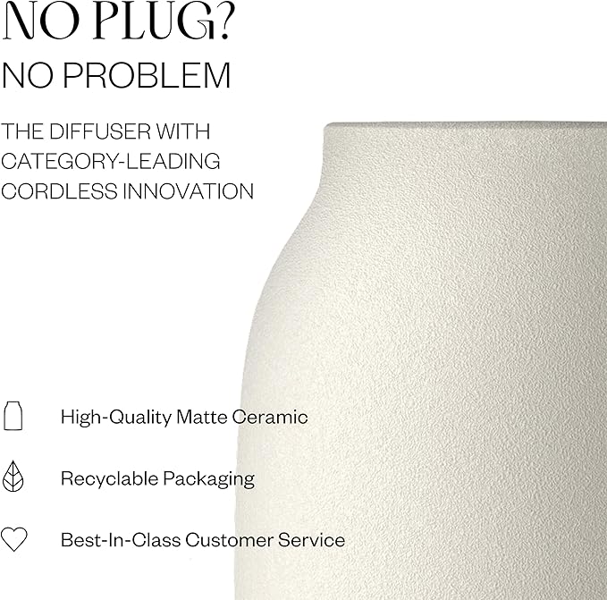 Vitruvi Air Cordless Diffuser – Portable Ultrasonic Aroma Diffuser Waterless Cold-Air Technology Up to 18-Hour Runtime Whole-Room Scent Coverage Sleek Minimalist Design