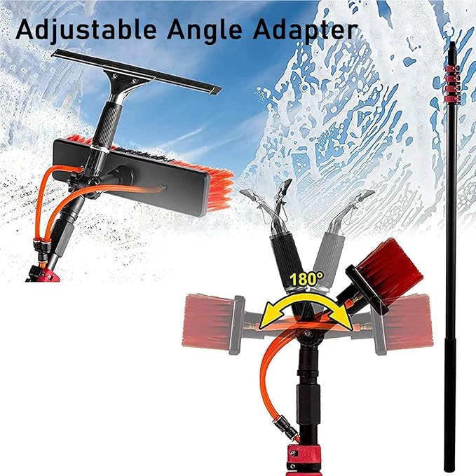Window Cleaning Rod 24 Ft Long Water Delivery Brush with Squeegee 7.2 M Water Delivery Cleaning with Hose Cleaning Tool for Window Glass Solar Panel10.8M/36FT