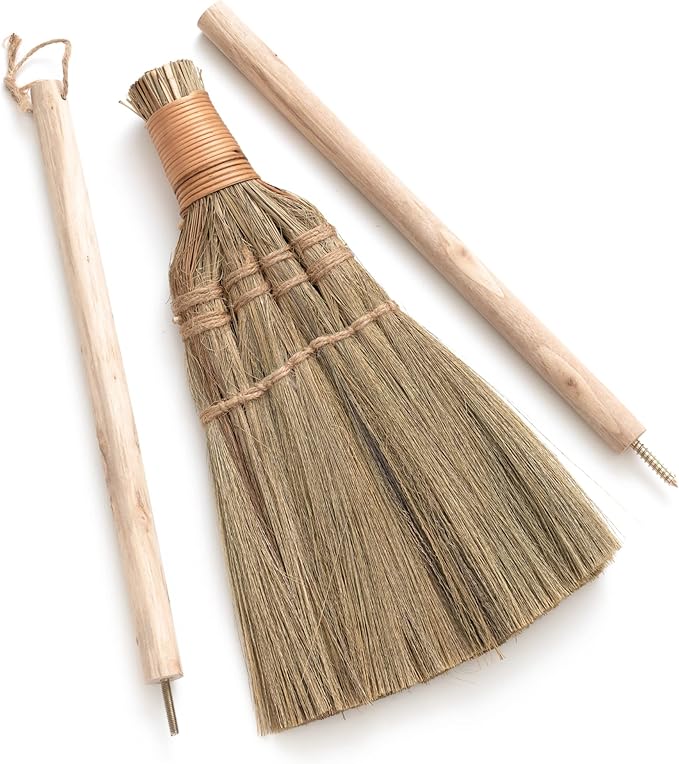 Vietnamese Straw Soft Broom for Cleaning with Long Handle Broom- Broom Decorative 9.45'' Width 45.28 Length