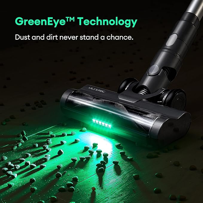 Ultenic Cordless Vacuum Cleaner 550W 50Kpa Stick Vacuum with Car Dashboard Screen Tangle-Free Brush for Pet Hair Max 45mins Runtime LED Display Tools for Hard Floor Carpet Car Cleaning U12