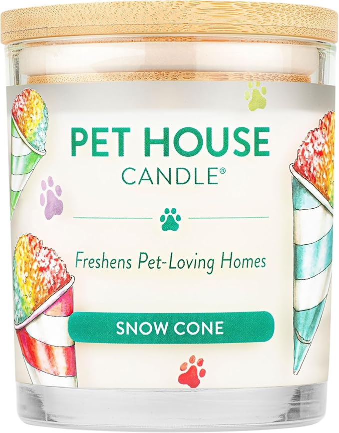 Pet House Candles Plant-Based Clean Burning Long Lasting Pet Odor Candle for Home - Snow Cone