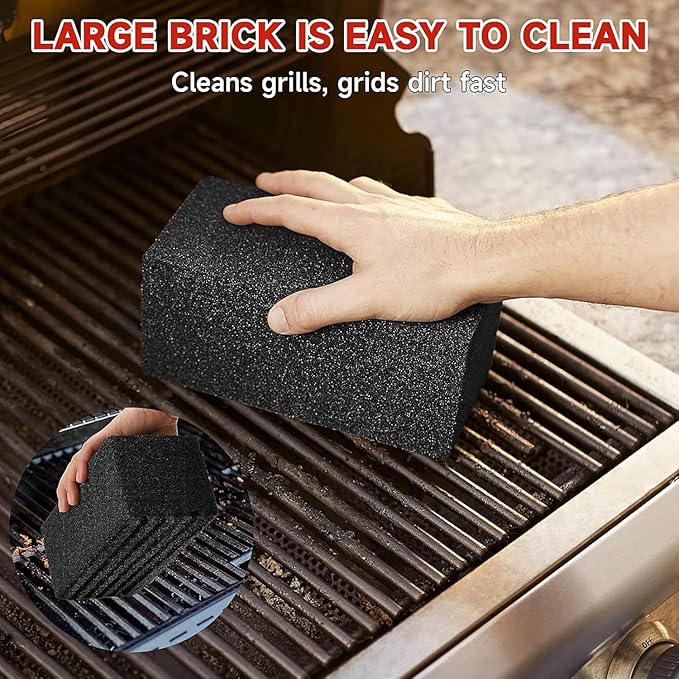 Grill Cleaning Brick 8-Pack – Non-Toxic Chemical-Free Commercial Grade Pumice Grill Cleaner Blocks for BBQ Grates Flat Top Griddle &amp Burnt Grease Removal