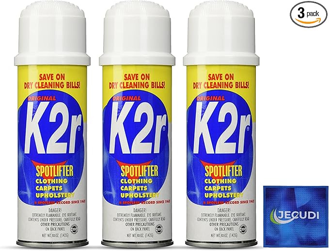 K2R SpotLifter Spot Remover Spray – Quick-Drying Stain Remover for Clothing Carpets Upholstery &amp Wallpaper – Built-In Brush Cap for No-Mess Touch-Ups – 10oz (3 1)