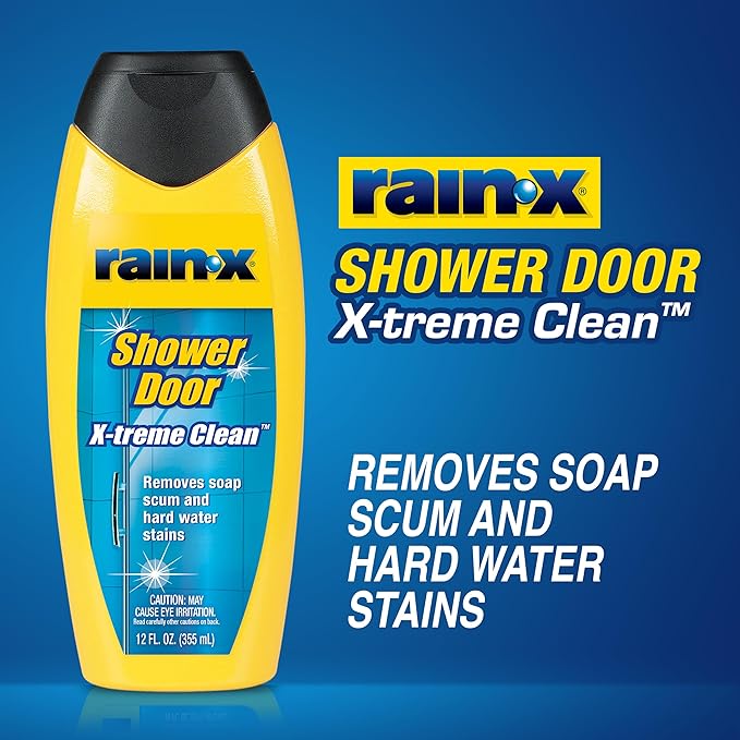 Rain-X 630544 X-Treme Clean Shower Door Cleaner 12 Fl. Oz Formulated To Glass Doors - Removes Soap Scum Dirt Hard Water Build-up Calcium Lime &amp Rust Stains (Pack of 2)
