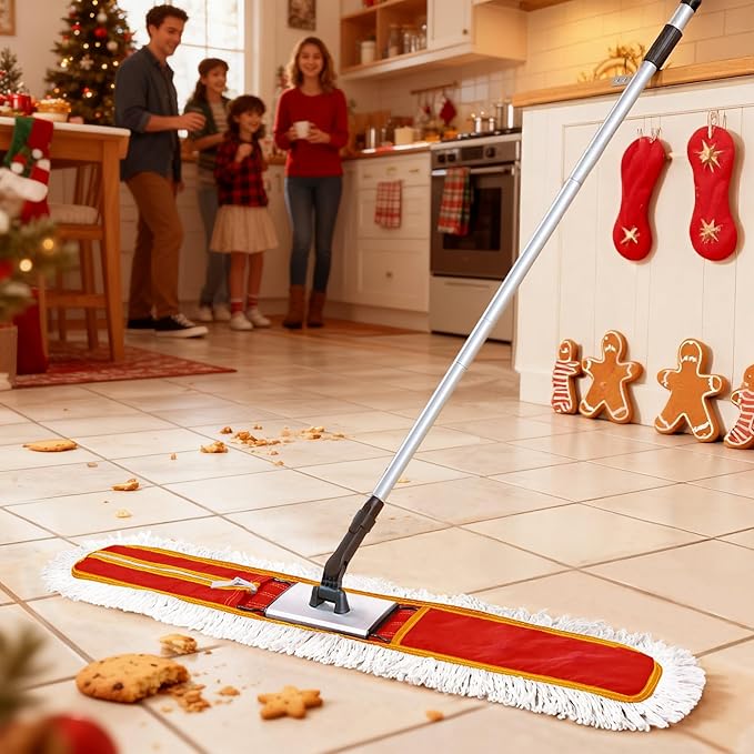Heavy-Duty 36 Commercial Dust Mop &amp Floor Sweeper - Extra Wide Wet/Dry Hardwood Floor Cleaner with 59 Long Handle Washable Microfiber and Oxford Mop Pad
