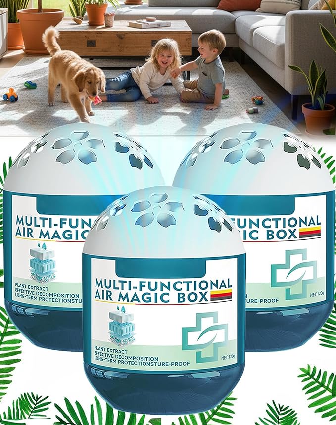 Indoor Air Purification Dust Removal Magic Box Bringing Health to the Family 120g Automatic Dust Collection Air Purifier Magic Box Plant Extract Long-Lasting Freshness for Pet Areas Home (3pcs)