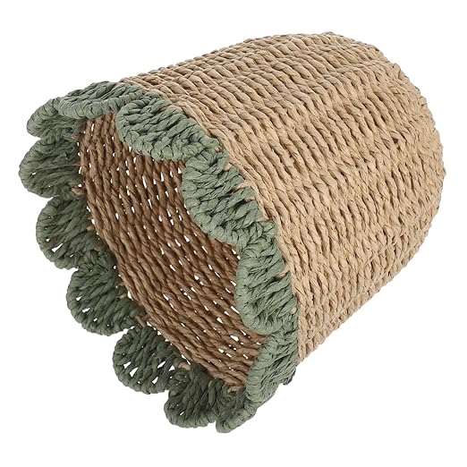 Scalloped Edge Desktop Trash Bin for Organizing Office Home Bedroom Stylish Round Wastepaper Basket for Modern Decor