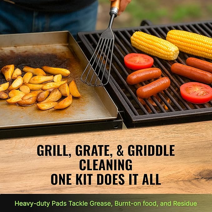 Citrusafe Grill Cleaning Kit - BBQ Cleaner Exterior Cleaner Grill &amp Griddle Scrubber 3CT Microfiber Towel