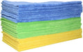 POLYTE Microfiber Cleaning Towel Ultrasonic Cut Edgeless (16x16 24 Pack Premium BlueGreenYellow)