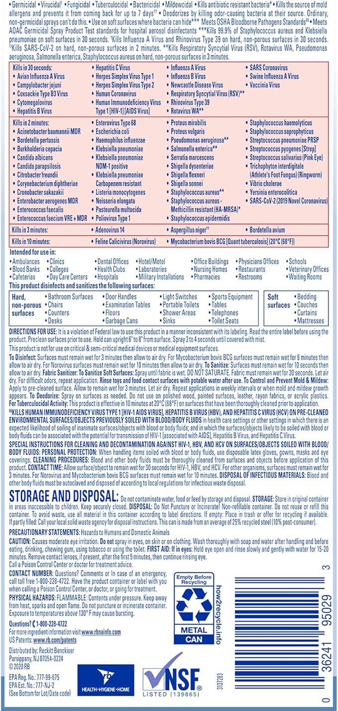 Lysol® I.C. Disinfectant Aerosol Spray 19 Oz Can Case Of 12