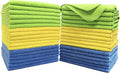 POLYTE Premium Microfiber Cleaning Towel16x16 in 36 Pack (BlueGreenYellow)