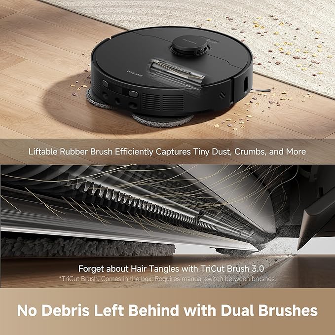 DREAME L40s Ultra AE Robot Vacuum and Mop Combo 19000Pa Suction Self Emptying Dust Box Flexible Mop &amp 167℉ Self Cleaning Washboard Diverse Brush Selection All-in-One Station Auto Refill