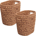 happimess HPM1407A-SET2 Maple Contemporary Farmhouse Resin 4.5-Gallon Tapered Oval Wicker Watebasket with Handles Natural (Set of 2)