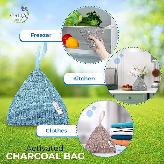 4 Pack Bamboo Charcoal Air Purifier Bags 200 Grams Each - Activated Charcoal Odor Absorber for Car Pets &amp Closet - Natural Freshener for Home Eco-Friendly &amp Reusable Charcoal Bags (Designer