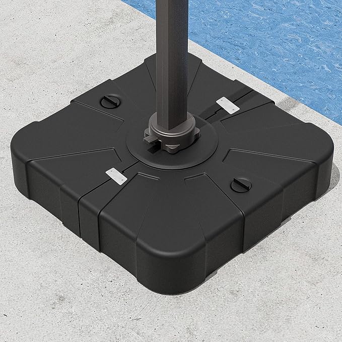 Patio Umbrella Base with Wheels Water&ampSand Filled Umbrella Stand Weights 285lbs Capacity Heavy Duty Outdoor Cantilever Umbrella Base