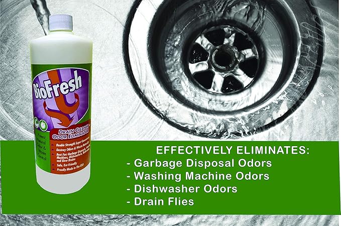 Enzyme Drain Cleaner &amp Deodorizer for Sink Drain Showers Septic Systems Bathroom &amp Kitchen - Smell Remover for Fruit Fly Garbage Disposals Dishwasher &amp Washing Machines - (32oz)