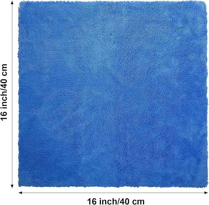 Shimeyao 40 Pcs 16 x 16 Inch Edgeless Microfiber Plush Towels for Cars Detailing Drying Wash Polishing Absorbent Cleaning Cloths 500 GSM(Blue)