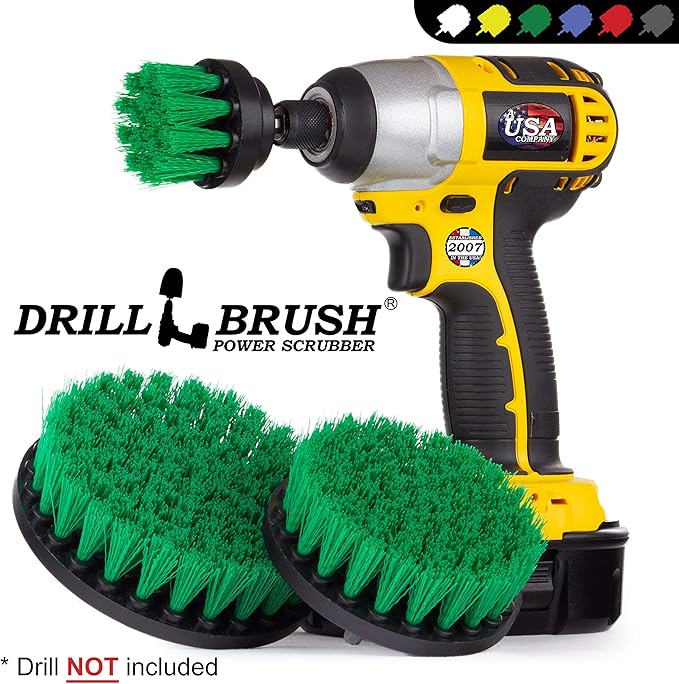 Kitchen Cleaning Supplies Set - Tile Electric Spin Scrubber - Stainless Steel Cleaner for Stove Sink and Oven - Household Cleaning Tools - Green Medium Stiffness Nylon Brush - Cast Iron Scrubber