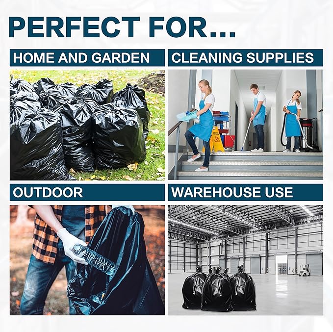 YoYoRain. Lavender Scented 55-60 Gallon Trash Bags | 50 Count | Heavy Duty Black Garbage Bags for Home Office Yard
