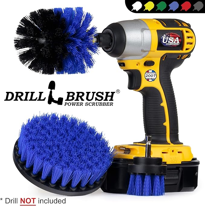 Kayak - Cleaning Supplies - Drill Brush - Boat Accessories - Hull Deck Fiberglass Gel Coat Carpet Seats - Spin Brush Kit - Pond Scum Oily Residue Weeds Barnacles Oxidation - Canoe