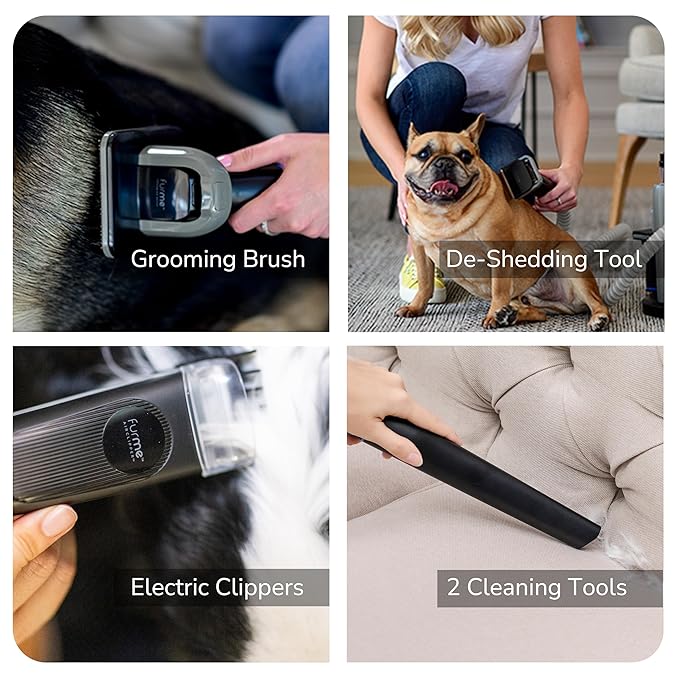 FURME Ultra Pet Grooming Vacuum Kit - Cat &amp Dog Grooming Kit for Easy Pet Care at Home Quiet &amp Safe Dog Hair Remover Machine with Brush Clipper Shedding &amp Cleaner Tools &amp 4.5L Canis