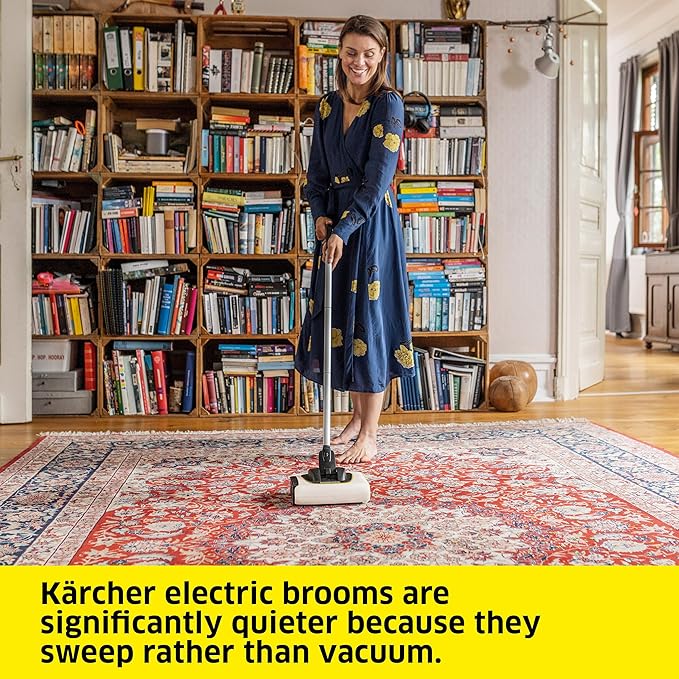 Kärcher KB 5 Electric Floor Sweeper Broom for Carpets Hardwood Floors and Tiles Lightweight and Cordless Ideal for Fur Hair Dirt &amp Dust - White