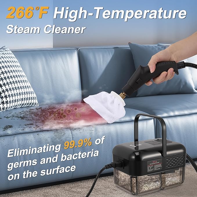 ALILYY Steam Cleaner 2500W Handheld Steam Cleaner for HomeSteamer for Cleaning with 42oz Water Tank6 Cleaning Attachments for Cleaning Stubborn StainsGreaseFloorsCouches &amp CarsBlack