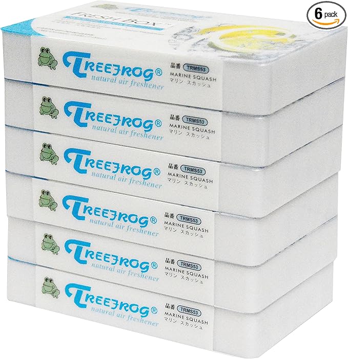 6 Pack Treefrog Natural Air Freshener Fresh Box (AKA Xtreme Fresh) Marine Squash Scent - Refreshing Lime + Lemon Scent Fragrance