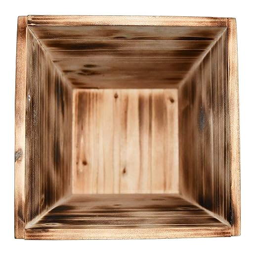 Owlgift Decorative Rustic Burnt Wood Trash Can Farmhouse Stylish Wooden Waste Basket Near Desk Square Garbage Cans Trashcan with Metal Brackets for Office Bedroom &amp Bathroom