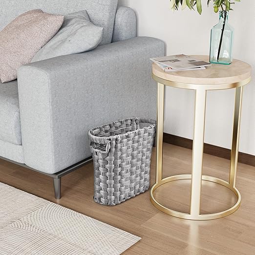 Wicker Waste Basket With Built-in Handles - Multifunctional Mini Trash Can for Home and Office Compact Design and Durable Construction With Fine Artisanal Craftsmanship (Gray)
